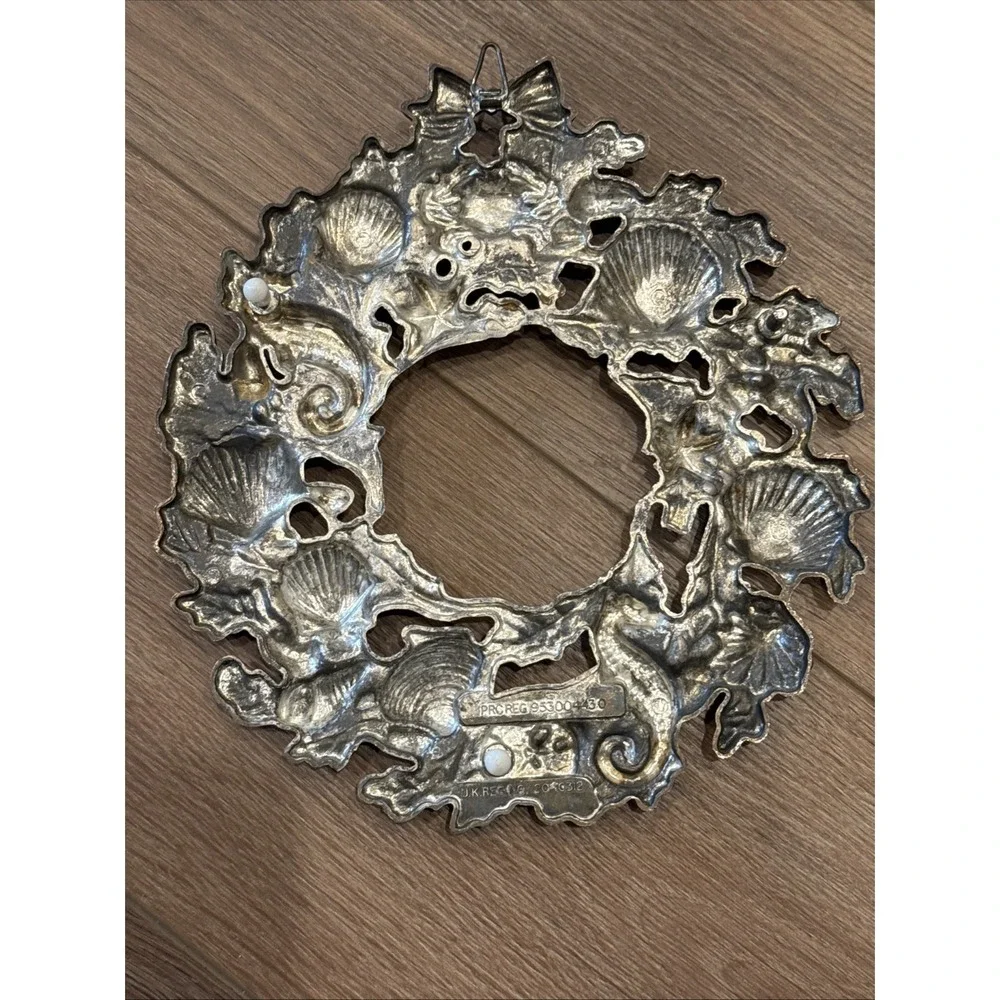 Vtg Godinger Silver-Plate Nautical Ocean Life Coastal Hanging Wreath Trivet 9